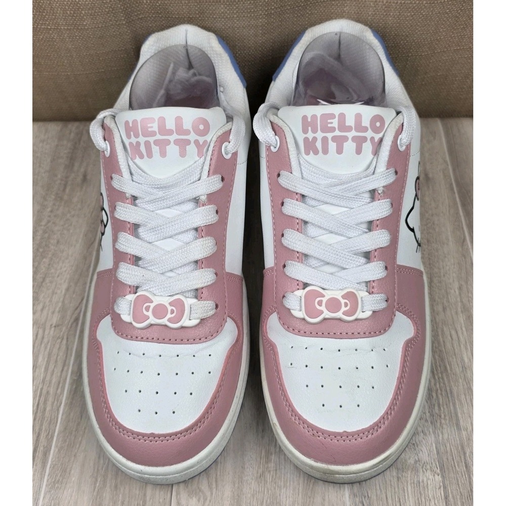 Hello Kitty by Sanrio Womens 9 Pink White & Blue Casual Court Sneakers Shoes